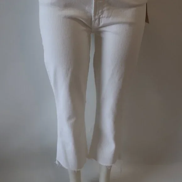 NWT Womens Mother (Item-85) White Insider Crop Step Fray Fairest All Jeans 31